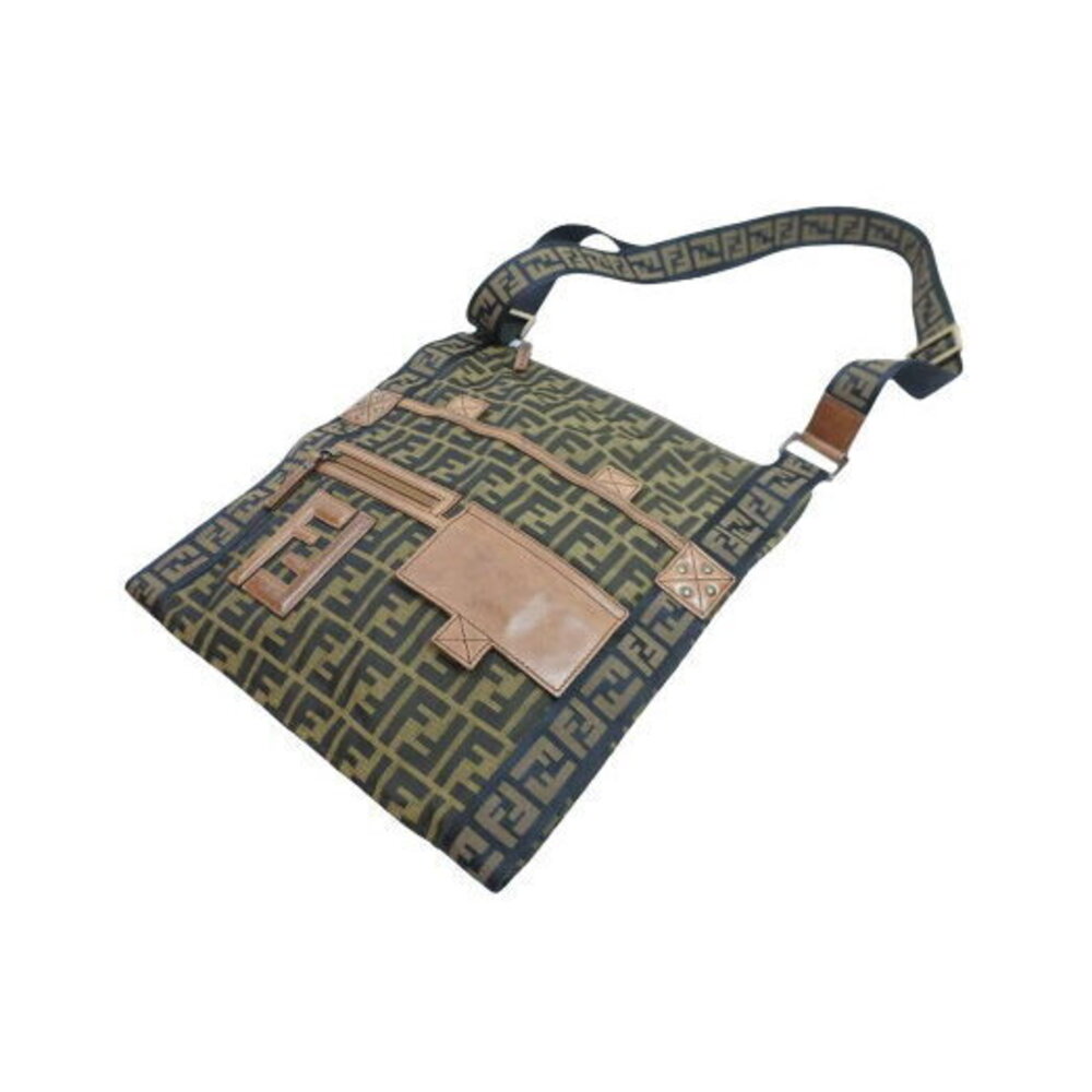 FENDI Shoulder Bag Sacoche Zucca Brown Nylon